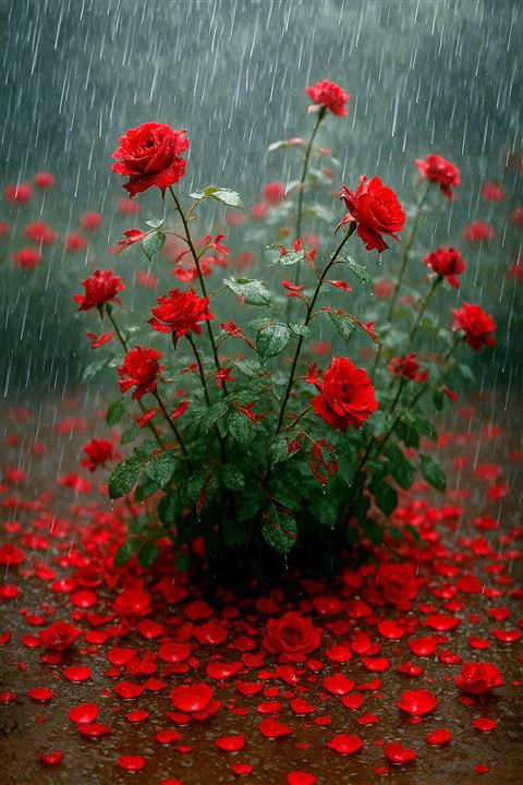 rainfall on roses