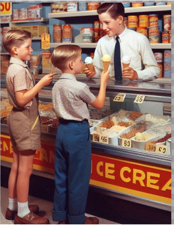 Boys buying ice cream 
