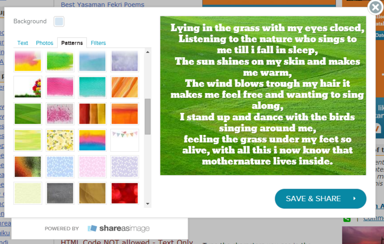 New Feature: Create a cool image from a poem and share it Team